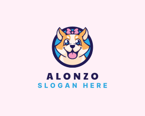 Pet Dog Ribbon Grooming logo design