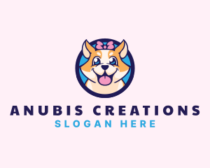 Pet Dog Ribbon Grooming logo design