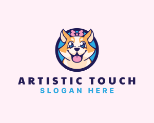 Pet Dog Ribbon Grooming logo design