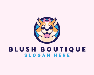 Pet Dog Ribbon Grooming logo design