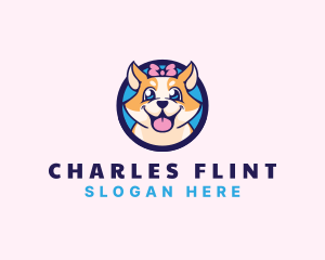 Pet Dog Ribbon Grooming logo design