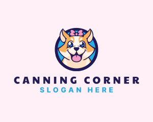 Pet Dog Ribbon Grooming logo design