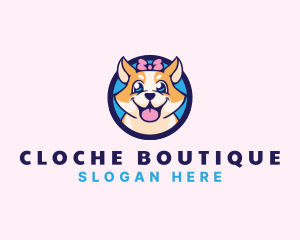 Pet Dog Ribbon Grooming logo design