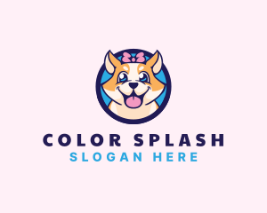 Pet Dog Ribbon Grooming logo design