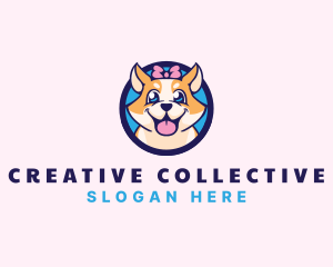 Pet Dog Ribbon Grooming logo design