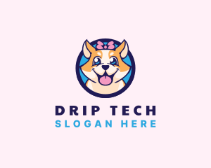 Pet Dog Ribbon Grooming logo design