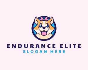 Pet Dog Ribbon Grooming logo design