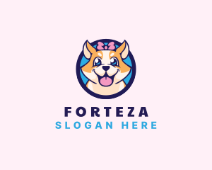 Pet Dog Ribbon Grooming logo design