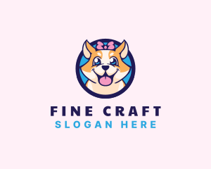 Pet Dog Ribbon Grooming logo design