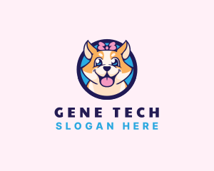 Pet Dog Ribbon Grooming logo design