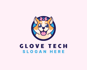 Pet Dog Ribbon Grooming logo design