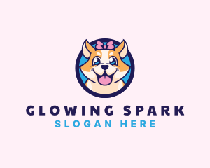 Pet Dog Ribbon Grooming logo design