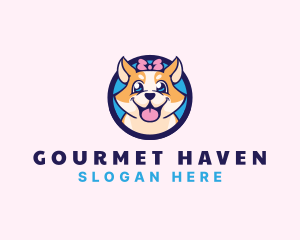 Pet Dog Ribbon Grooming logo design