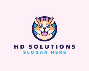 Pet Dog Ribbon Grooming logo design