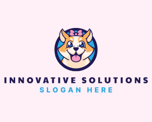 Pet Dog Ribbon Grooming logo design