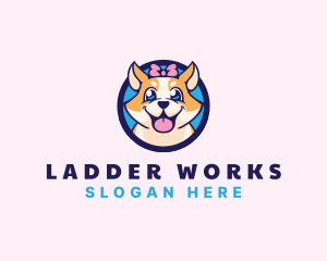 Pet Dog Ribbon Grooming logo design