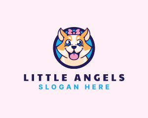 Pet Dog Ribbon Grooming logo design