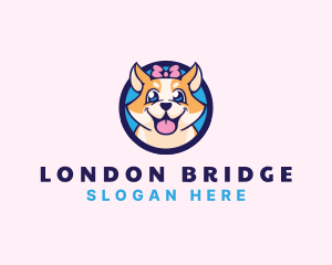 Pet Dog Ribbon Grooming logo design