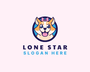 Pet Dog Ribbon Grooming logo design