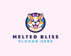 Pet Dog Ribbon Grooming logo design