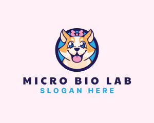 Pet Dog Ribbon Grooming logo design