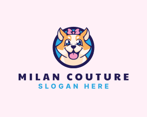 Pet Dog Ribbon Grooming logo design