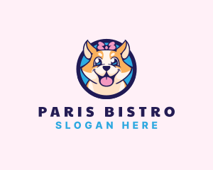 Pet Dog Ribbon Grooming logo design