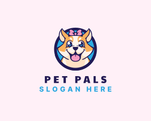 Pet Dog Ribbon Grooming logo design