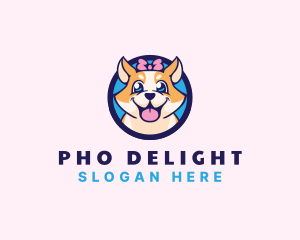 Pet Dog Ribbon Grooming logo design