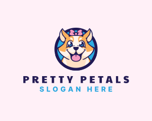 Pet Dog Ribbon Grooming logo design