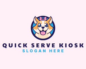 Pet Dog Ribbon Grooming logo design