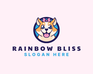 Pet Dog Ribbon Grooming logo design