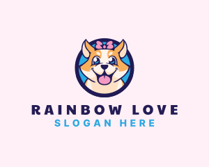 Pet Dog Ribbon Grooming logo design