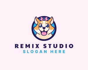 Pet Dog Ribbon Grooming logo design