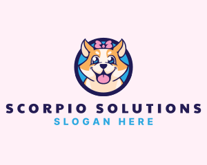 Pet Dog Ribbon Grooming logo design