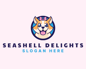 Pet Dog Ribbon Grooming logo design