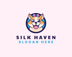 Pet Dog Ribbon Grooming logo design