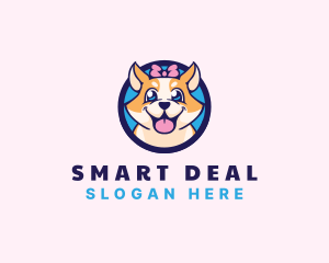 Pet Dog Ribbon Grooming logo design