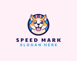 Pet Dog Ribbon Grooming logo design