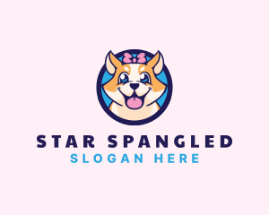 Pet Dog Ribbon Grooming logo design