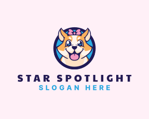 Pet Dog Ribbon Grooming logo design