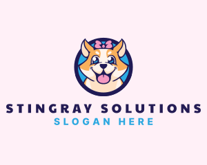 Pet Dog Ribbon Grooming logo design