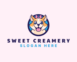 Pet Dog Ribbon Grooming logo design