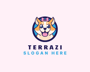 Pet Dog Ribbon Grooming logo design