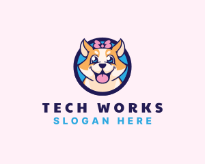 Pet Dog Ribbon Grooming logo design