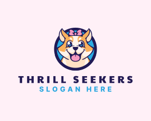 Pet Dog Ribbon Grooming logo design