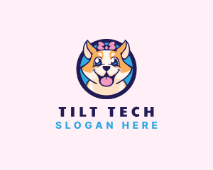 Pet Dog Ribbon Grooming logo design