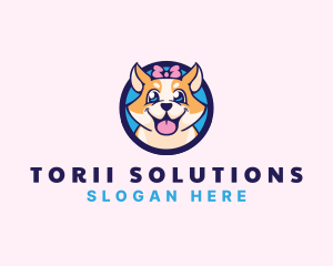 Pet Dog Ribbon Grooming logo design