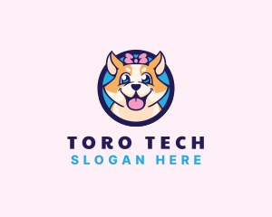 Pet Dog Ribbon Grooming logo design