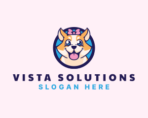 Pet Dog Ribbon Grooming logo design